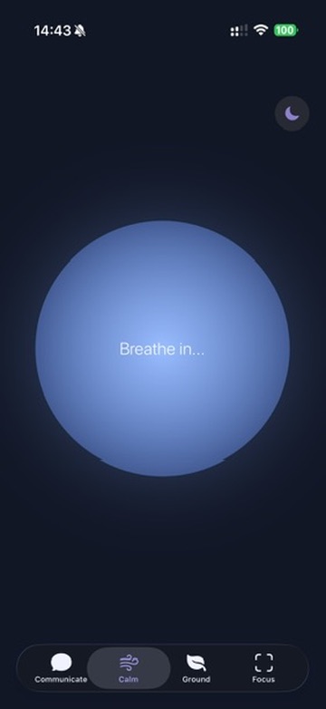 Breathing screen with glowing blue orb