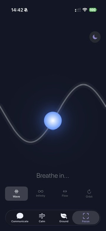 Sensory SOS focus tab with moving orb